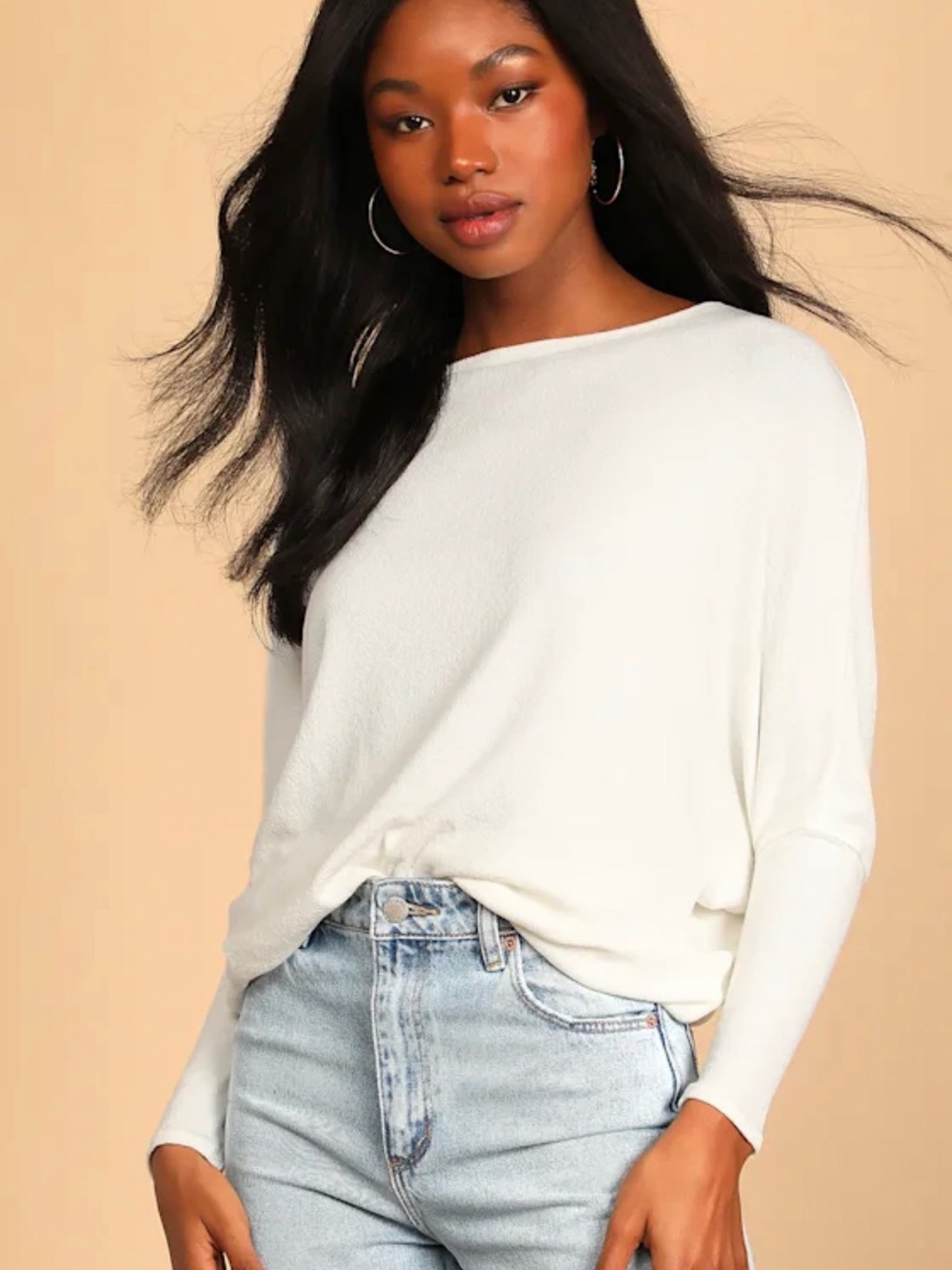 Verla Ivory Dolman Sleeve Sweater Top
Lulus Basics Medium Ivory NWT